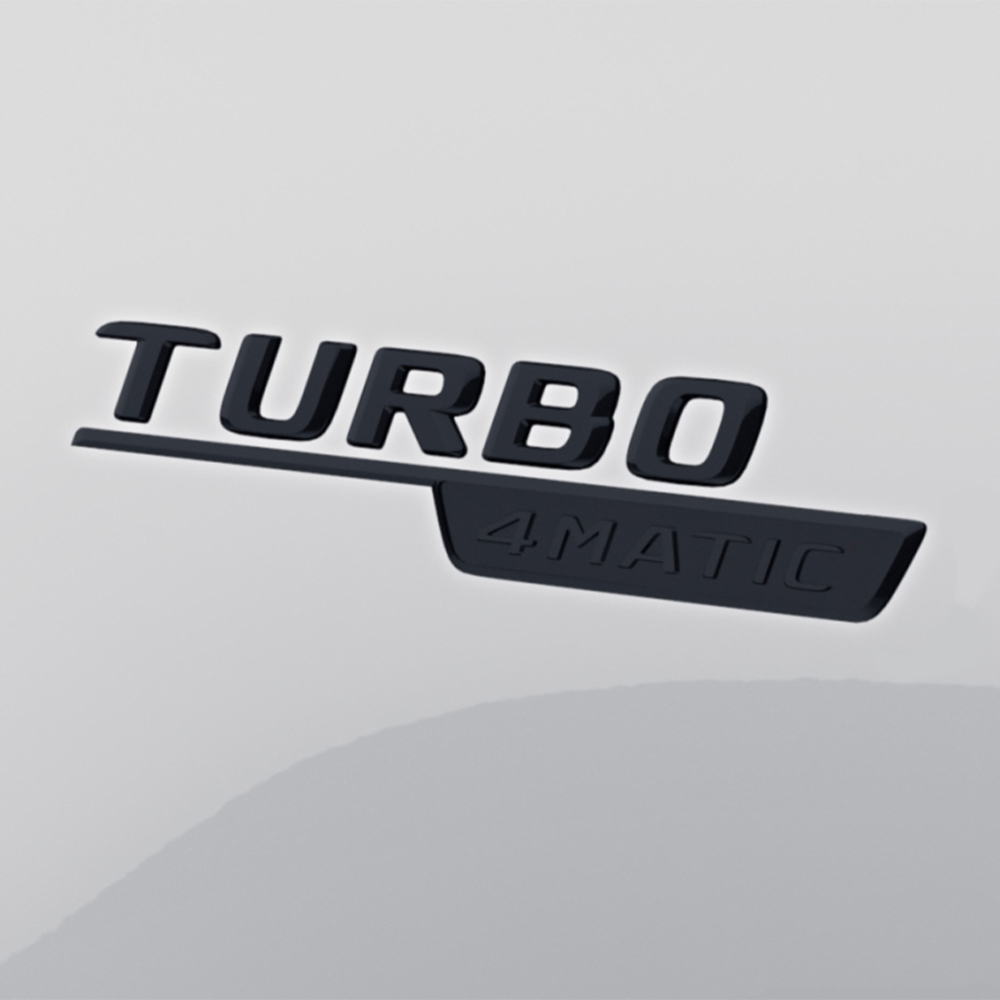 Mercedes-AMG Schriftzug "TURBO 4MATIC", schwarz, Kotflügel vorne links, A-Klasse (177), CLA (118), GLA/GLB (247) 