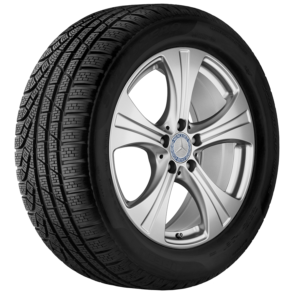 Mercedes-Benz Bridgestone 5-Speichen-Winter-Komplettradsatz, 18 Zoll, vanadiumsilber, GLC (C253/X253) 