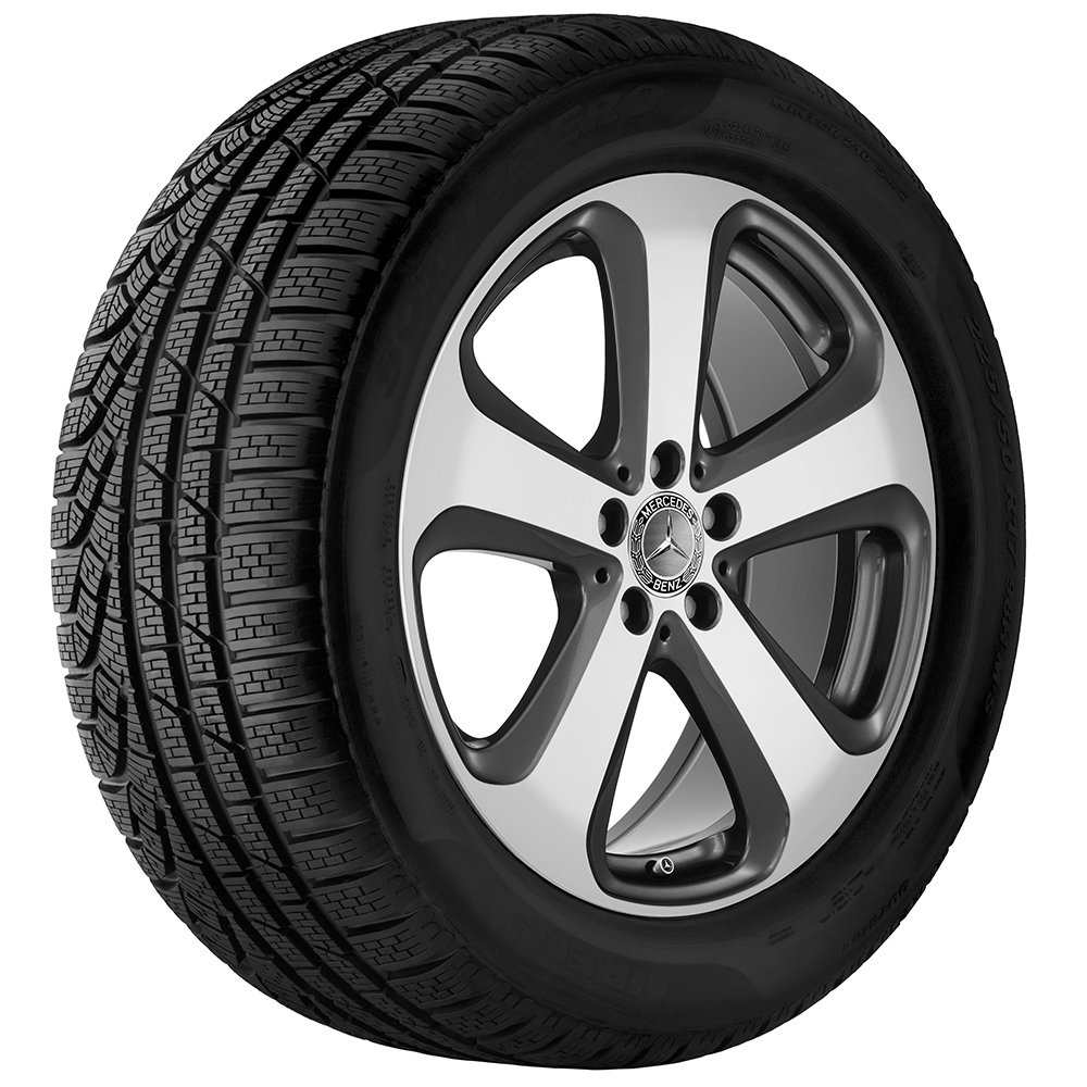 Mercedes-Benz Pirelli 5-Speichen-Winter-Komplettradsatz, 19 Zoll, tremolit-metallic glanzgedreht, GLC (253) 